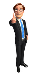 Young business man with thumbs up