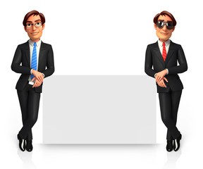 Young business man with sign