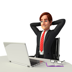 Young Business with sitting in office