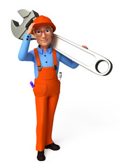 Plumber with wrench