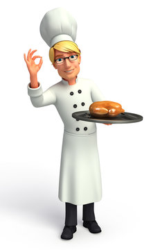 Chef holding Roast Chicken