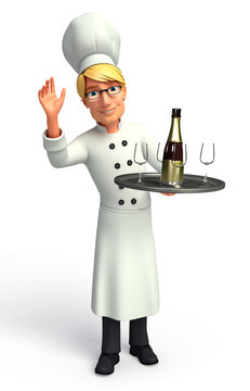 Chef  with wine