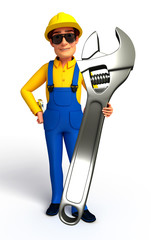 worker man with big wrench