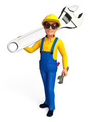 Plumber with wrench
