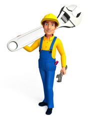 Plumber with wrench