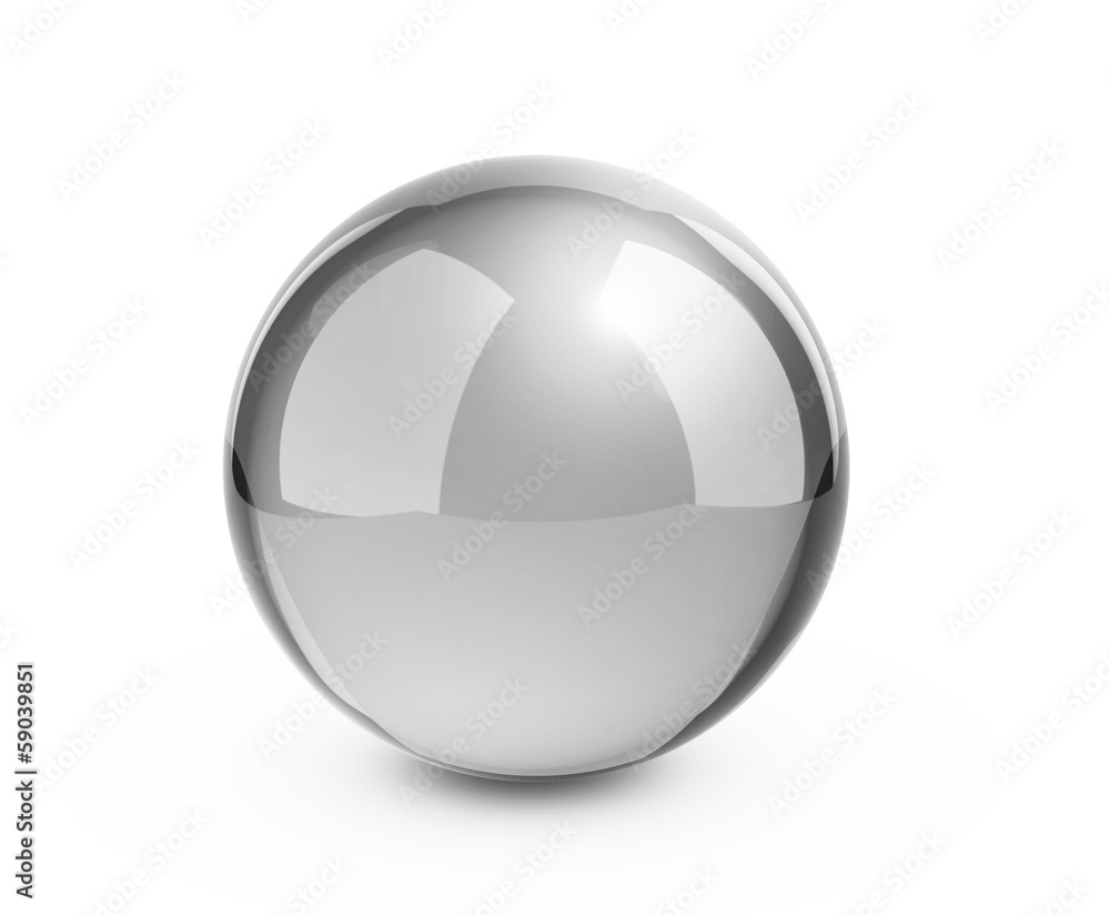 Poster metal sphere render on white isolated with clipping path