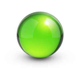 Green sphere render with shadow on white - clipping path
