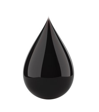 Black oil drop on white isolated with clipping path.