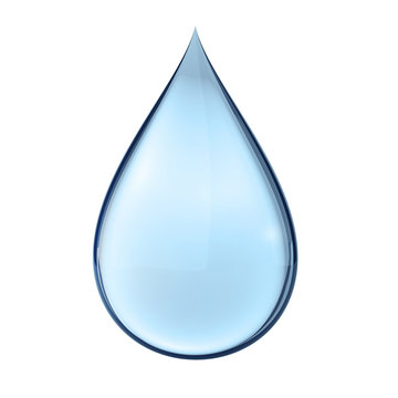 3D water drop on white isolated with clipping path