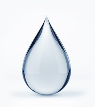 3D water drop on white isolated with clipping path