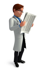Doctor is reading a newspaper