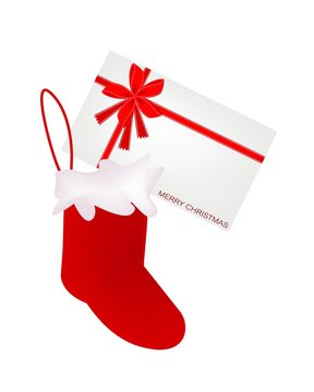 A Lovely Red Christmas Stocking with Greeting Card