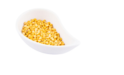 Split Toor Dal in white ceramic bowl