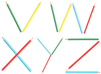 Coloring Pencils Alphabet Letters Set V-Z