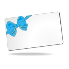 Gutschein mit blauer Schleife