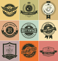 Set of vintage badges and labels dark retro series