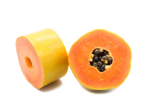 Papaya fruit isolated on white background.