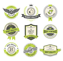 Set of vintage badges and labels dark and green series