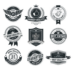 Set of vintage badges and labels dark series