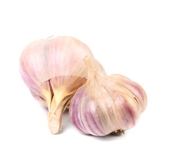 Close up of two fresh garlics.
