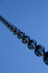 Chain of Stainless steel in blue background