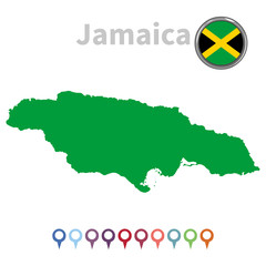 vector map and flag of Jamaica
