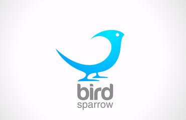 Logo Bird abstract icon design. Sitting Sparrow or Dove