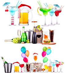 different  alcohol drinks set isolated