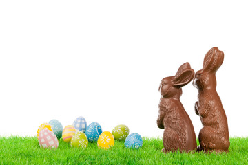 Easter bunny couple with eggs - 59048439