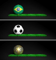 Three banners with 2014 Mundial theme ball 