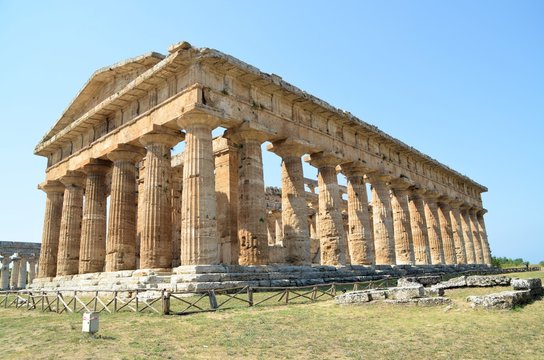 Ancient Temple Greek Ruins Acropolis - Paestum Italy