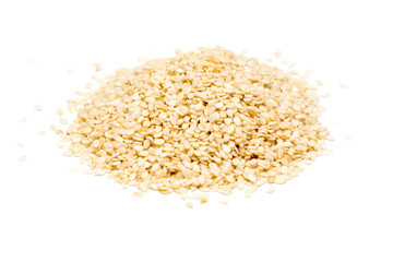 Sesame Seeds Pile On White Background