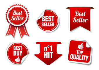 Collection of "Best Seller" badges and labels