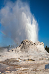 Irregular eruption in Castle Geyser in Yellowstone
