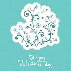 Cute abstract flowers, valentines day, badge