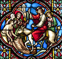 Fototapeta na wymiar Bruksela - Wjazd Jezusa do Jerozolimy na szybie