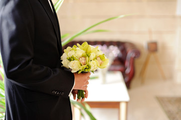 Groom and Flowers
