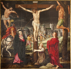 Gent - Crucifixion paint on the wood plate