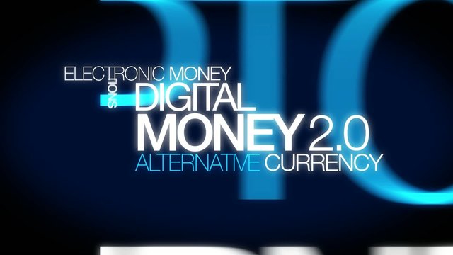 Money 2.0 animation digital cypto currency word tag cloud