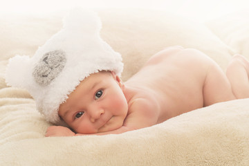 Newborn baby in funny hat