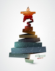 Christmas card with Christmas tree in origami style. - 59056403