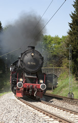 Steam train Schwarzwaldbahn on the tracks