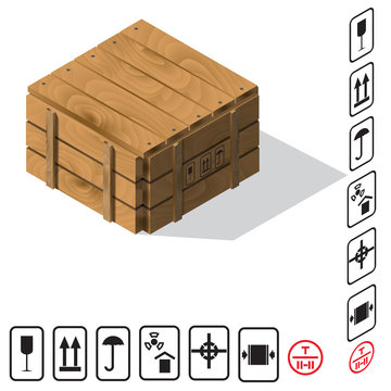Wooden cargo box Vector