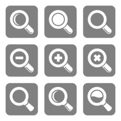 Magnifier Glass and Zoom Icons set