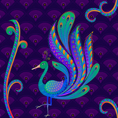 vector illustration of colorful decorated peacock