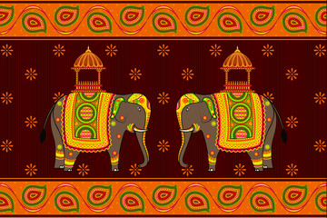 vector illustration of decorated elephant