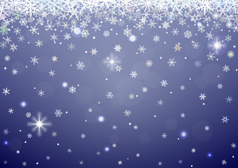 Abstract  winter background with various snowflakes.