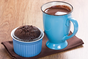 Muffin and hot chocolate