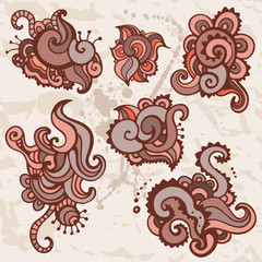 Hand Drawn Paisley Ornament set.