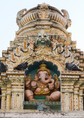 Statue of Ganesha on top of Nandi Temple in Bangalore.